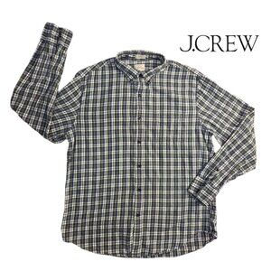 J.Crew Men's Brushed Twill Flannel Shirt Plaid - Blue/Green